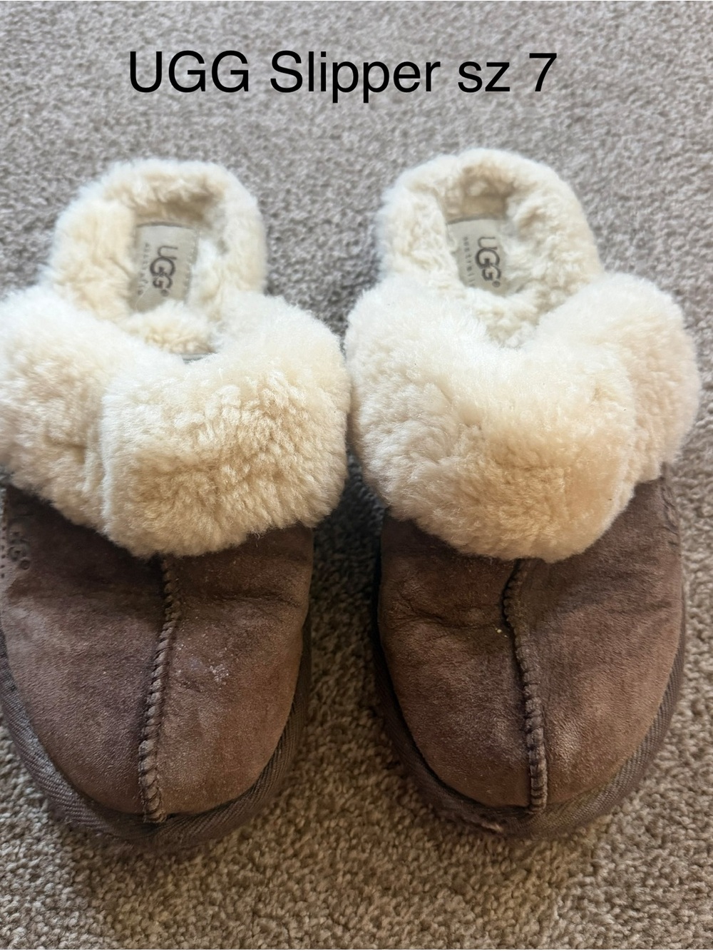 UGG Brown  Slippers sz 7. Amazing condition. Just small stains on top.